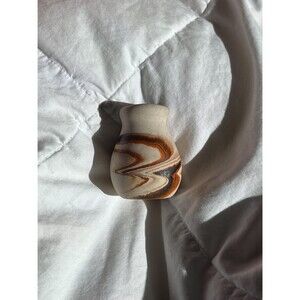 Vintage Mini Brown, Orange Nemadji Pottery Bud Vase